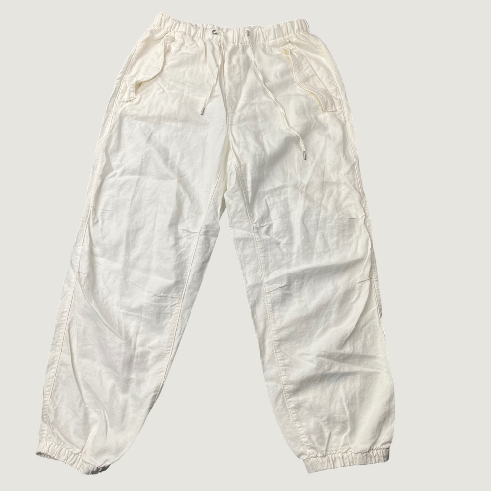 Gap Linen Cotton Jogger Pants S White Drawstring Elastic Waist Tapered Casual